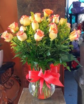 Yellow Roses with Red Tips