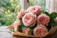 Soft pink roses bouquet, symbolising gratitude, grace and gentle love.