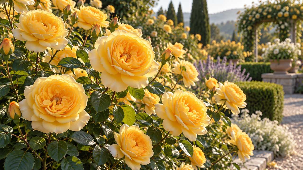 Julia Child Rose: Warm Butter Gold Floribunda with Sweet Licorice Scent