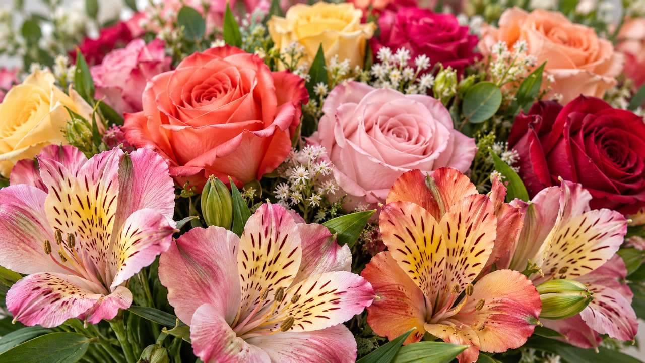 Pairing Roses with Alstroemeria (Peruvian Lily): Devoted Friendship and Wealth