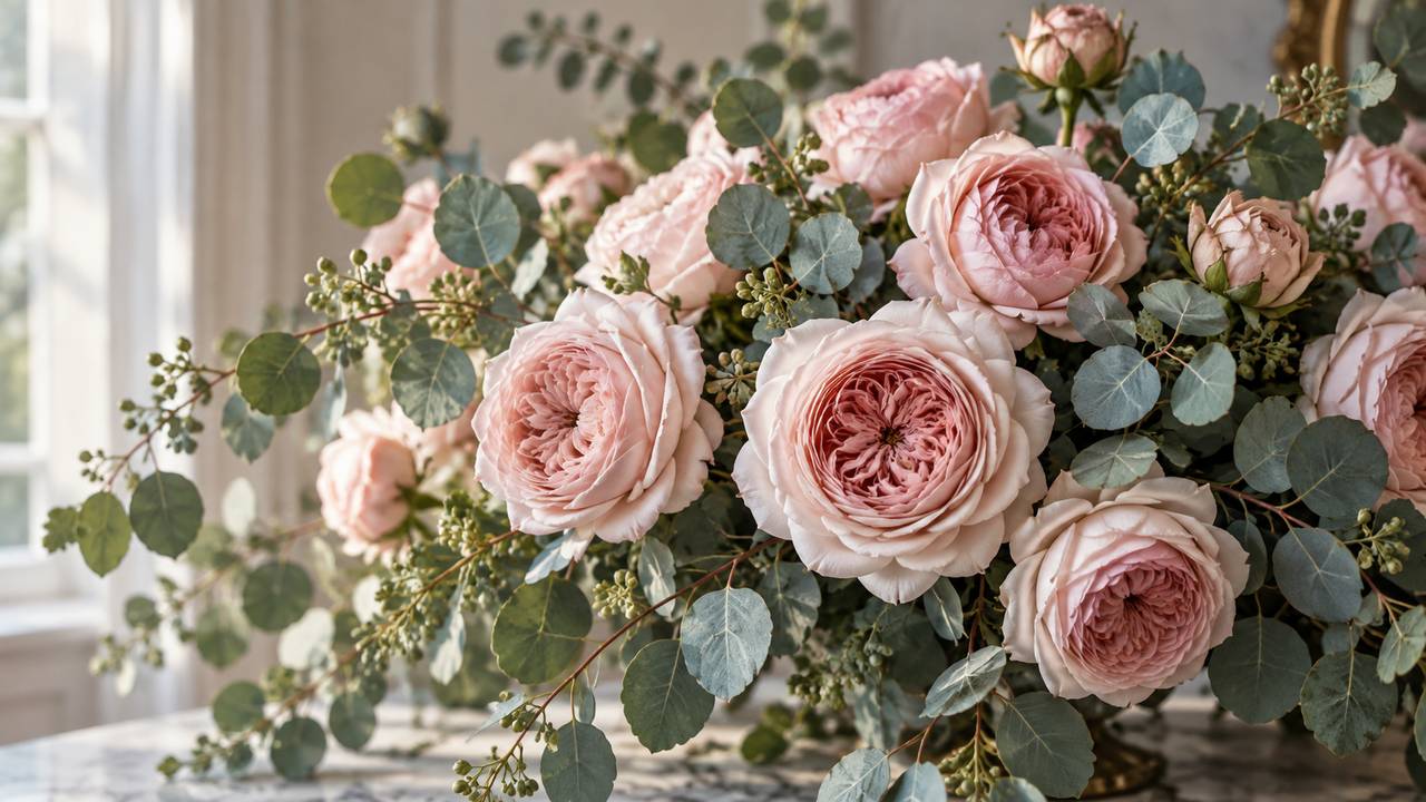 Pairing Roses with Silver Dollar Eucalyptus: Modern Luxury and Freshness